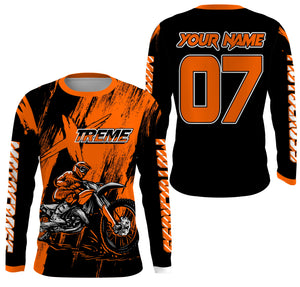 Custom Dirt Bike Jersey Men Women Kid UPF30+ Orange Motocross Off-Road Jersey MX Riding Shirt PDT666