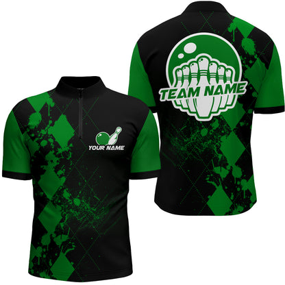 Bowling Quarter-Zip Shirts For Men Bowling Team League Jersey Custom Bowling Shirt BDT218