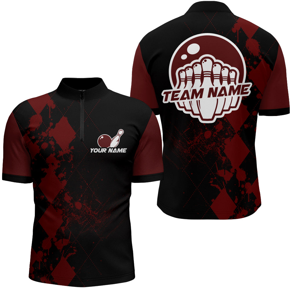 Bowling Quarter-Zip Shirts For Men Bowling Team League Jersey Custom Bowling Shirt BDT218