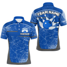 Load image into Gallery viewer, Custom Blue Bowling Shirt For Men &amp; Women Camo Bowling Team Jersey Polo Bowling Shirts BDT582