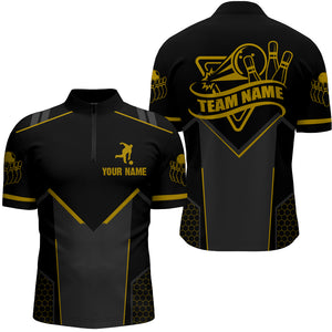 Bowling Jersey For Men Custom Bowling Quarter-Zip Shirt Team Bowlers Short Sleeve BDT267