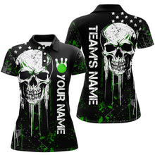 Load image into Gallery viewer, Green Skull Bowling Shirts Men &amp; Women Custom Halloween Bowling Jersey Team Polo BDT554