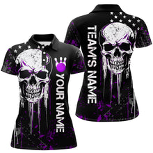 Load image into Gallery viewer, Purple Skull Bowling Shirts Men &amp; Women Custom Halloween Bowling Jersey Team Polo BDT554