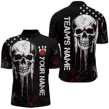 Load image into Gallery viewer, Red Skull Bowling Shirts Men &amp; Women Custom Halloween Bowling Jersey Team 1/4 Zip BDT554