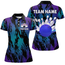 Load image into Gallery viewer, Teal&amp;Purple Camo Bowling Shirt Unisex Bowling Team Jersey Men &amp; Women Custom Bowling Polo BDT558
