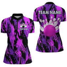 Load image into Gallery viewer, Purple Camo Bowling Shirt Unisex Bowling Team Jersey For Men &amp; Women Custom Bowling 1/4 Zip BDT558