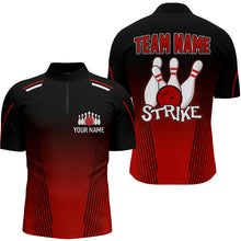 Load image into Gallery viewer, Strike Bowling Shirts For Men Custom Bowling Quarter-Zip Shirts Team Bowling Jerseys BDT346