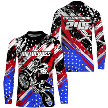 Load image into Gallery viewer, USA Flag Motocross Jersey Kid Men UPF30+ Custom Dirt Bike Shirt MX Racing Off-Road Motorcycle PDT626