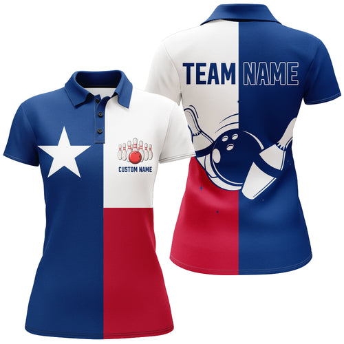 Texas Flag Bowling Shirts For Women Bowling Team League Jersey Custom Bowling Polo Shirts BDT237