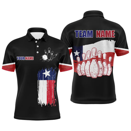 Texas Flag Bowling Polo Shirt For Men Custom Bowling Team League Jersey Vintage Bowling Shirt BDT176