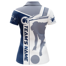 Load image into Gallery viewer, Personalized Navy Bowling Polo Shirt For Women Bowling Jersey Team League Bowlers BDT281