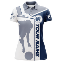 Load image into Gallery viewer, Personalized Navy Bowling Polo Shirt For Women Bowling Jersey Team League Bowlers BDT281