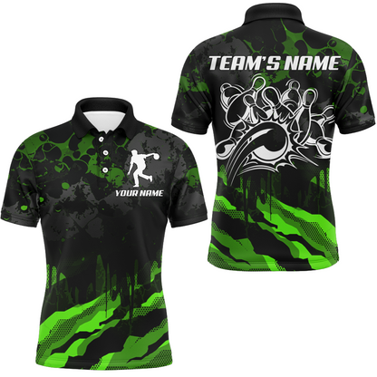 Men Bowling Polo Shirt Custom Camo Bowling Jersey Bowling Team League Shirt BDT285