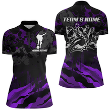Load image into Gallery viewer, Women Bowling Quarter-Zip Shirt Custom Camo Bowling Jersey Bowling Team League Shirt BDT285