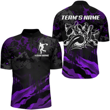 Load image into Gallery viewer, Men Bowling Quarter-Zip Shirt Custom Camo Bowling Jersey Bowling Team League Shirt BDT285