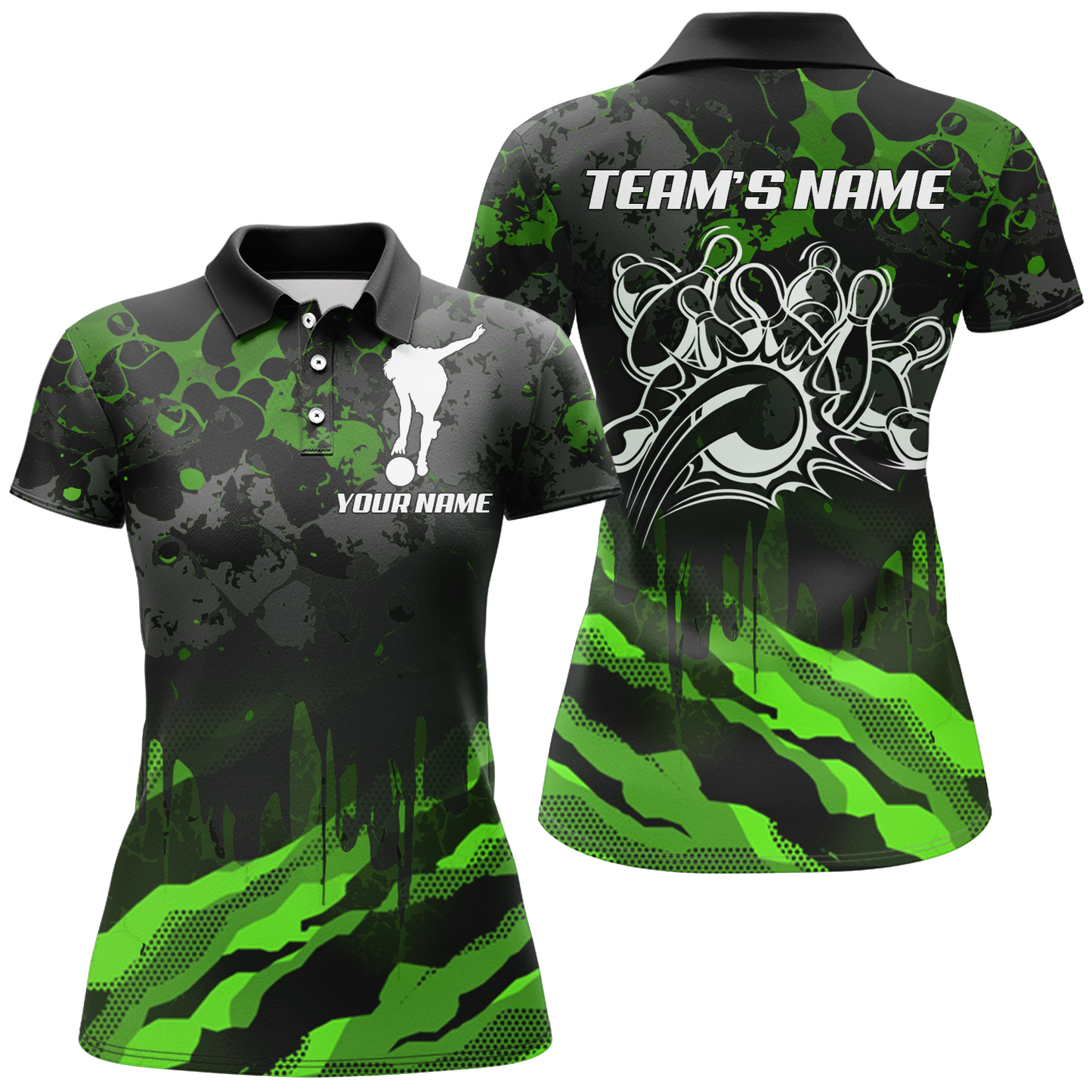Women Bowling Polo Shirt Custom Camo Bowling Jersey Bowling Team League Shirt BDT285