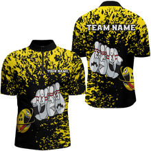 Load image into Gallery viewer, Custom Funny Bowling Shirt For Men Women Yellow Black Bowling Team Jersey Polo BDT495