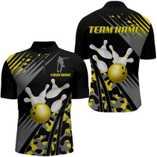 Load image into Gallery viewer, Custom Bowling Jerseys Men Women Bowling Shirt Yellow Camo Bowling Team Shirt Quarter-Zip BDT595