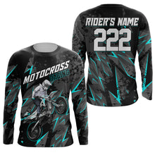 Load image into Gallery viewer, Custom Motocross Jersey Kid Men Women UPF30+ Turquoise Dirt Bike Shirt MX Off-Road Motorcycle PDT628