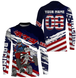 Personalized ATV Motocross Jersey Men Kid UPF30+ American Flag Quad Bike Off-Road Jersey ATV Shirt PDT649