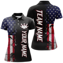 Load image into Gallery viewer, Personalized American Bowling Shirt Men &amp; Women Bowling Team Jersey Black Bowling Polo BDT566