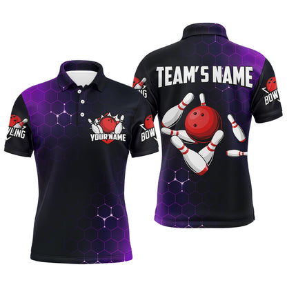 Purple Bowling Polo Shirt for Men Custom Bowling Jersey Bowling Team League Shirt BDT258