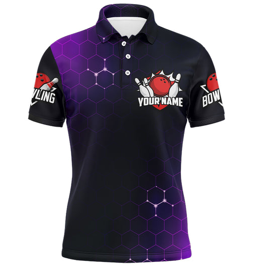 Purple Bowling Polo Shirt for Men Custom Bowling Jersey Bowling Team League Shirt BDT258