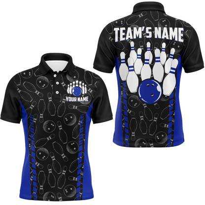 Custom Bowling Jersey For Men Seamless Pattern Bowling Shirt Team Bowling Polo Shirt BDT302