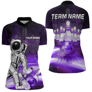 Astronaut Purple Bowling Shirts Men & Women Personalized Bowling Team Jersey Unisex Polo BDT532