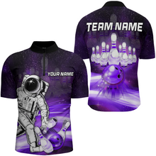 Load image into Gallery viewer, Astronaut Purple Bowling Shirts Men &amp; Women Personalized Bowling Team Jersey Unisex Polo BDT532