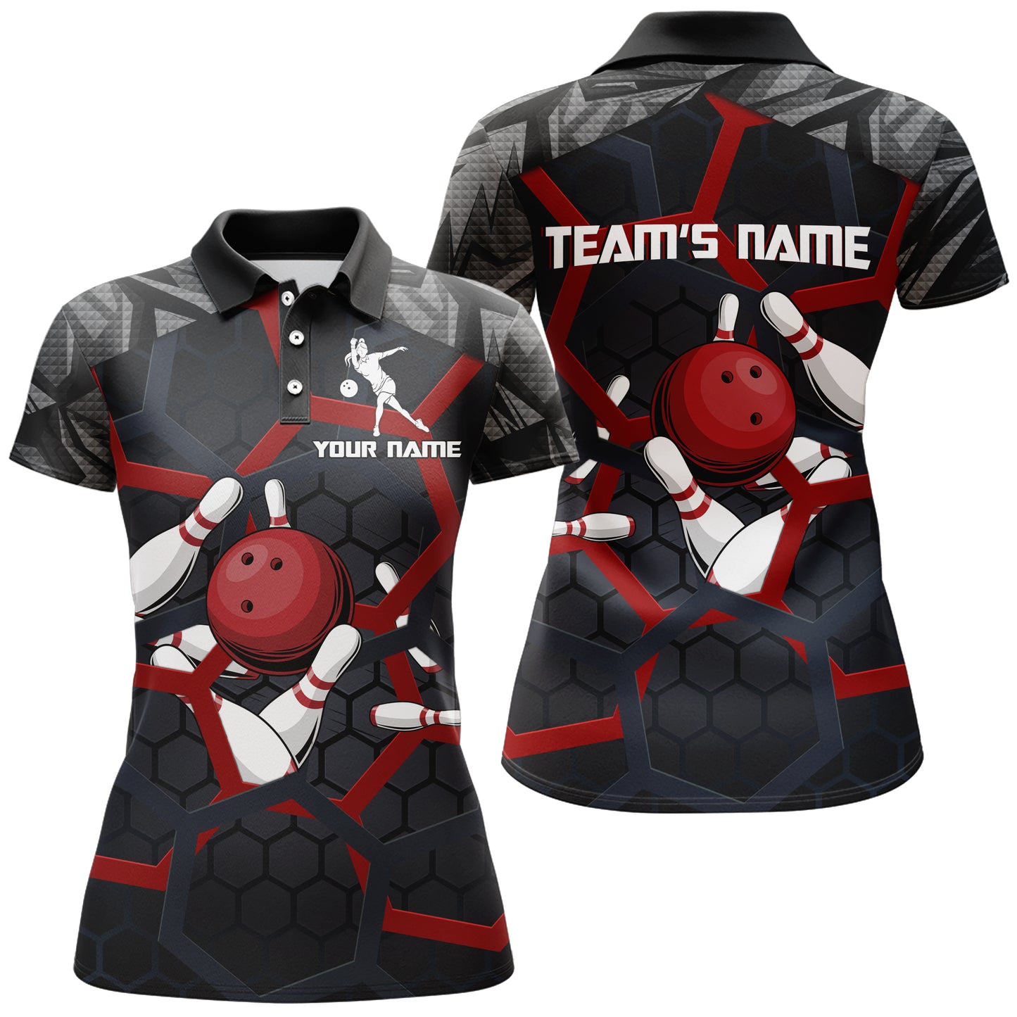 Custom Bowling Polo Shirt For Women Camo Bowling Jersey Bowling Team League Shirts BDT197