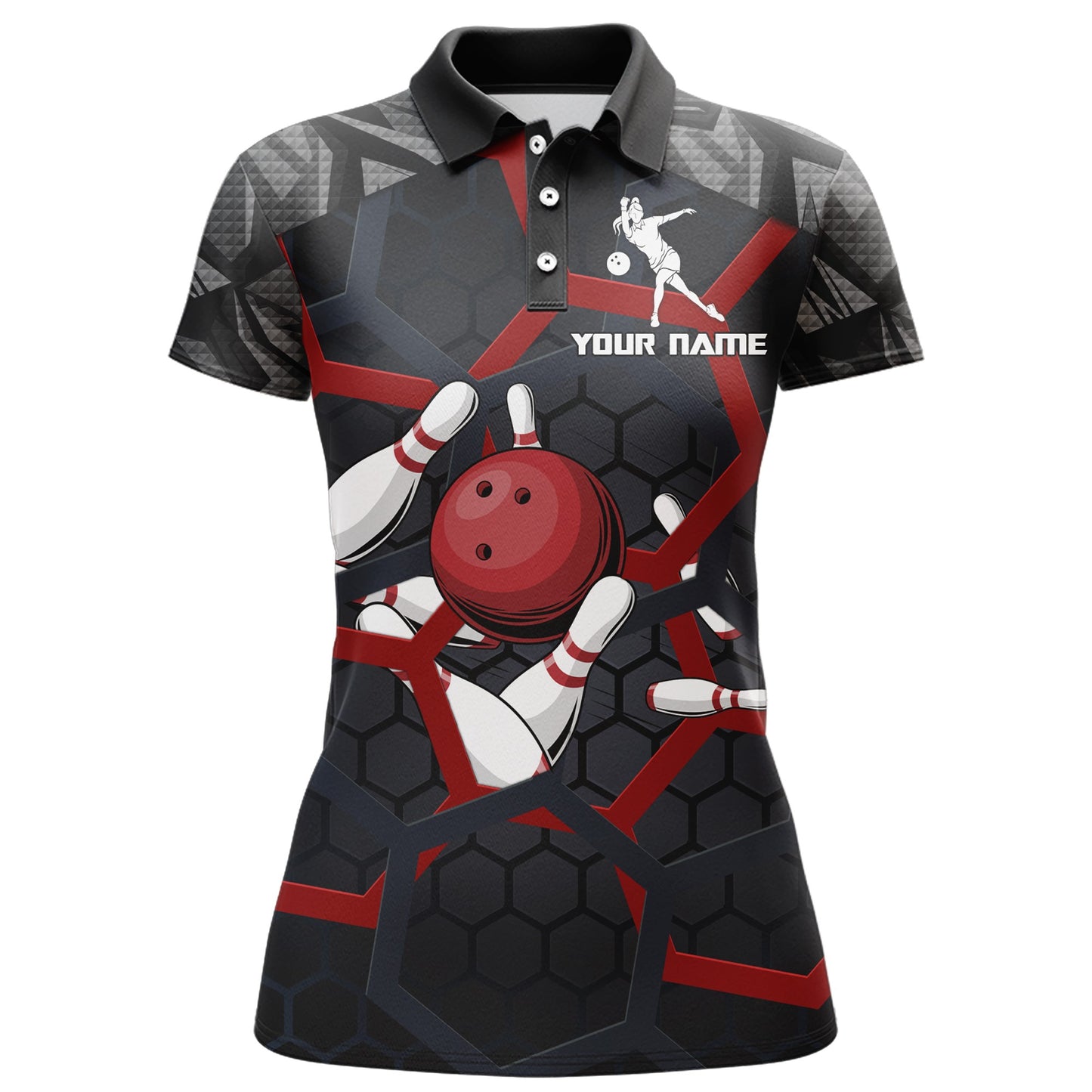 Custom Bowling Polo Shirt For Women Camo Bowling Jersey Bowling Team League Shirts BDT197