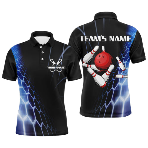 Custom Bowling Polo Shirts For Men Vintage Bowling Jersey Black Bowling Team League Shirts BDT212