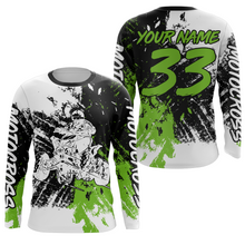 Load image into Gallery viewer, Adult&amp;Kid ATV Motocross Jersey Green UPF30+ Custom Kid Quad Bike Shirt Off-Road ATV MX Racing PDT735