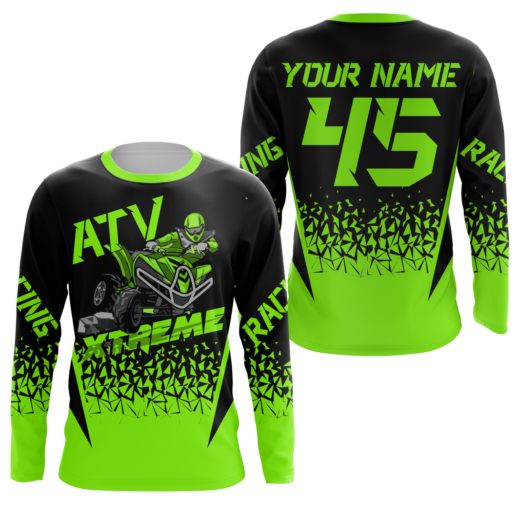 Personalized Green ATV Motocross Jersey UPF30+ Quad Bike Shirt Adult Kid Off-Road ATV MX Racing PDT732