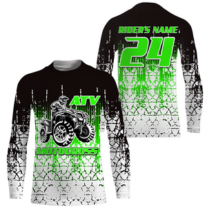 Personalized ATV Motocross Jersey Men Kid UPF30+ Green Quad Bike Shirt Off-Road ATV MX Racing PDT721