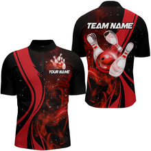 Load image into Gallery viewer, Red Bowling Shirt Personalized Men &amp; Women Bowling Team Jersey Bowling 1/4 Zip Shirts BDT570