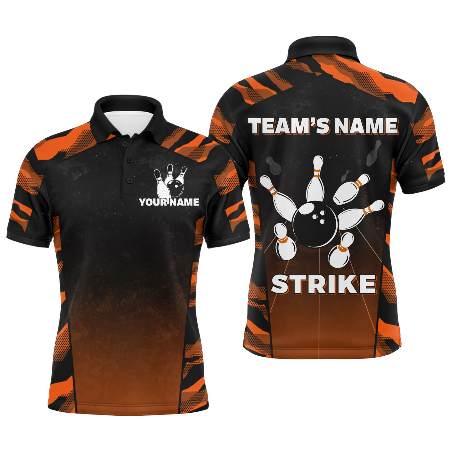 Camo Bowling Shirt Men Custom Bowling Polo Shirt Strike Bowling Team Jersey BDT328