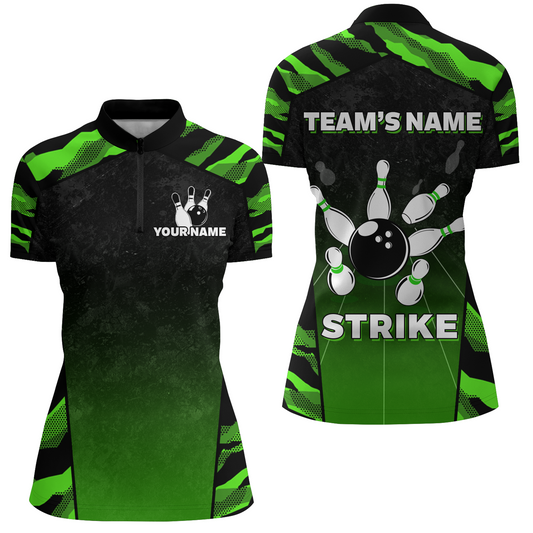 Camo Bowling Shirt Women Custom Bowling Quarter-Zip Shirt Strike Bowling Team Jersey BDT328