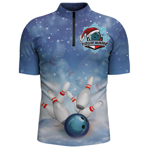 Christmas Bowling Shirt For Men Custom Bowling Jersey Team League Bowling Quarter-Zip Shirt BDT382