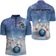 Load image into Gallery viewer, Christmas Bowling Shirt For Men Custom Bowling Jersey Team League Bowling Quarter-Zip Shirt BDT382