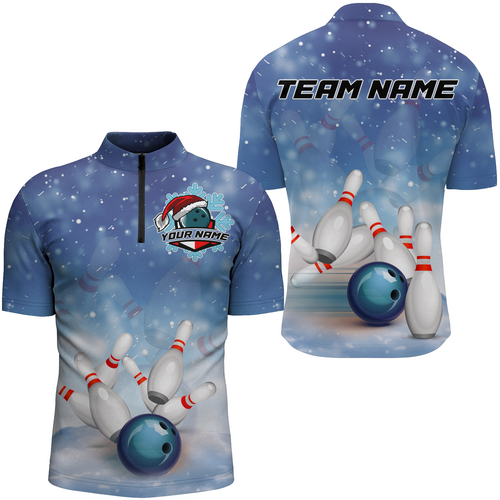 Christmas Bowling Shirt For Men Custom Bowling Jersey Team League Bowling Quarter-Zip Shirt BDT382