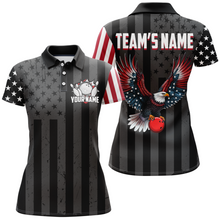 Load image into Gallery viewer, Eagle Black Bowling Shirt For Men &amp; Women Custom Patriotic Bowling Team Jersey Polo BDT540