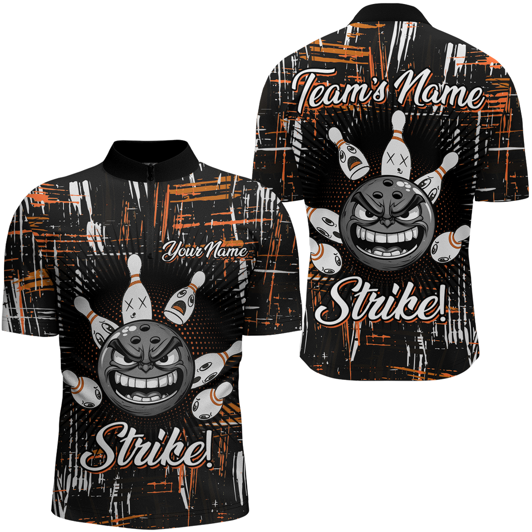 Strike Bowling Jersey For Men Custom Funny Bowling Shirt Team League Bowling Quarter-Zip Shirt BDT322