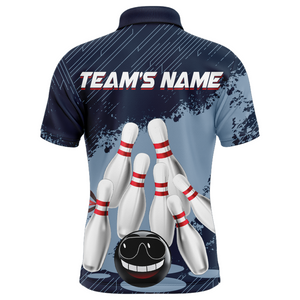 Funny Bowling Shirt For Men Custom Navy Bowling Team League Jersey Bowling Polo Shirt BDT332