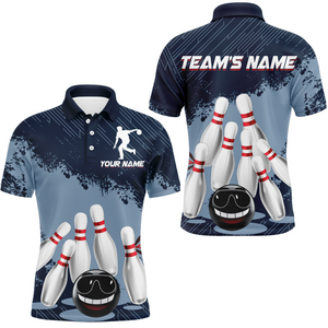 Funny Bowling Shirt For Men Custom Navy Bowling Team League Jersey Bowling Polo Shirt BDT332