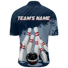 Load image into Gallery viewer, Funny Bowling Shirt For Men Custom Navy Bowling Team League Jersey Bowling 1/4 Zip Shirt BDT332