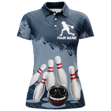 Load image into Gallery viewer, Funny Bowling Shirt For Women Custom Navy Bowling Team League Jersey Bowling Polo Shirt BDT332