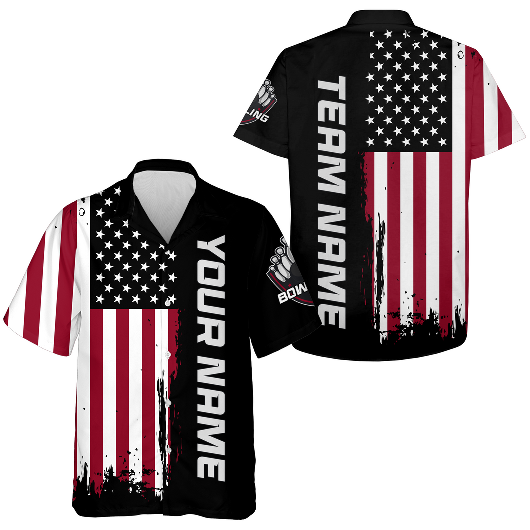 Black Navy Bowling Shirt For Men & Women Custom Bowling Jersey Hawaiian Bowling Team Shirt BDT420