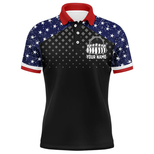 Patriotic Bowling Polo Shirt For Men Custom Bowling Team League Jersey USA Flag Bowling Shirt BDT140